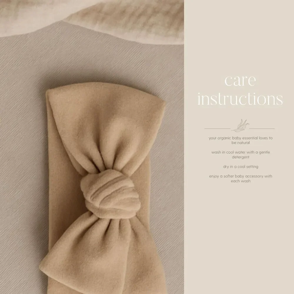 Organic Cotton Natural Baby Girl Bow | Sustainably Made Newborn Headband